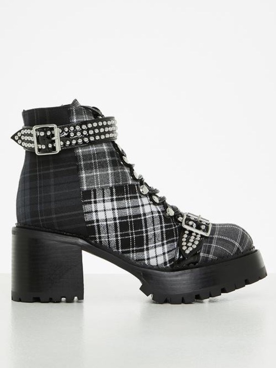 Jeffrey Campbell Shoes - Jeffrey Campbell Helter Black/Grey Plaid Combat Boots